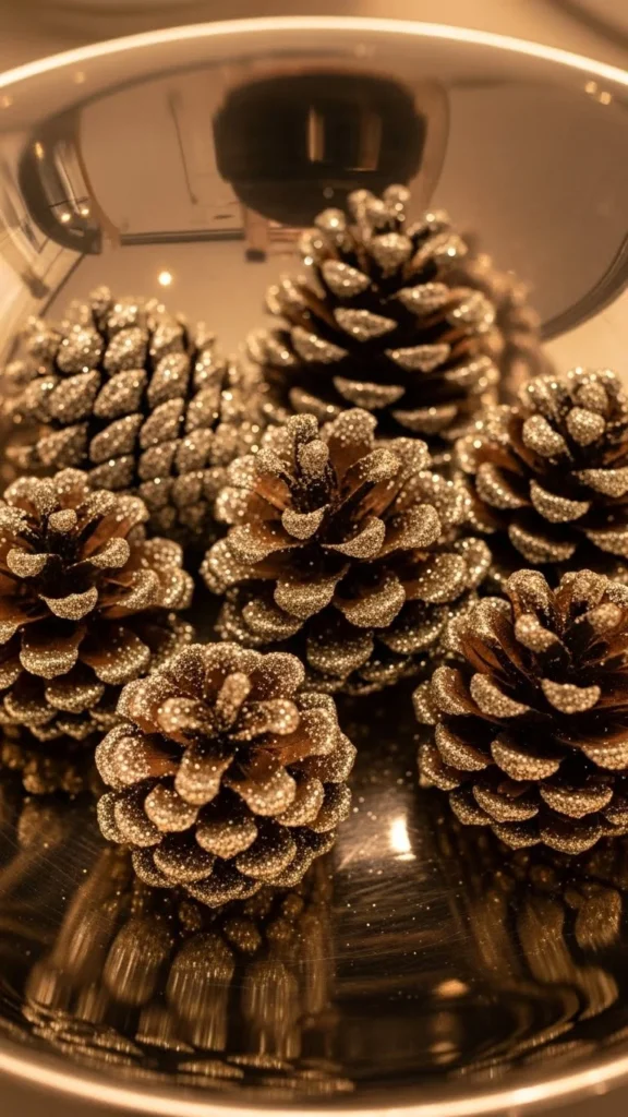 Glittered Pinecones in Bowls