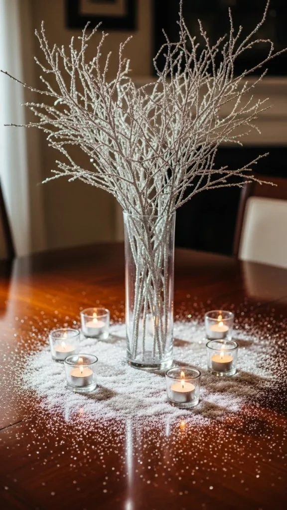 Glittering Branches in a Clear Vase