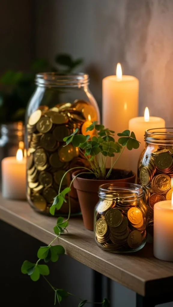 Gold Coin Jar Decor