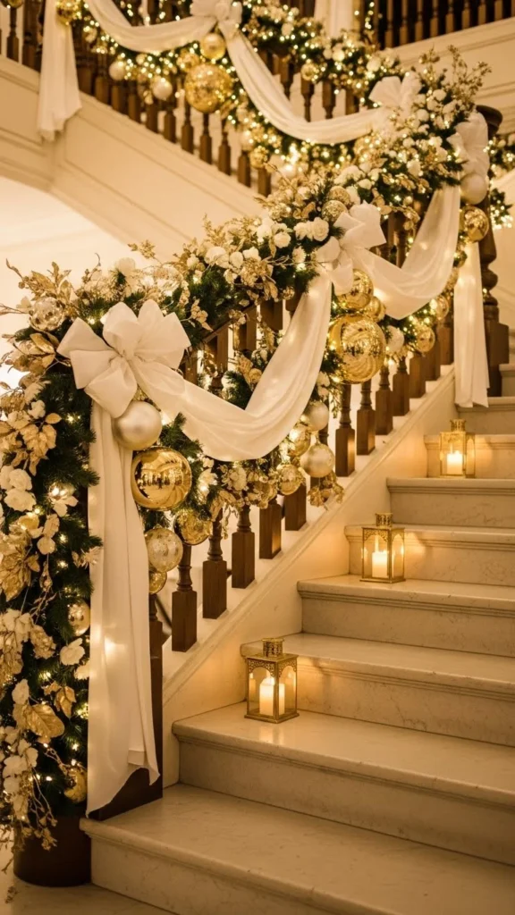 Gold and White Glam Staircase Swag