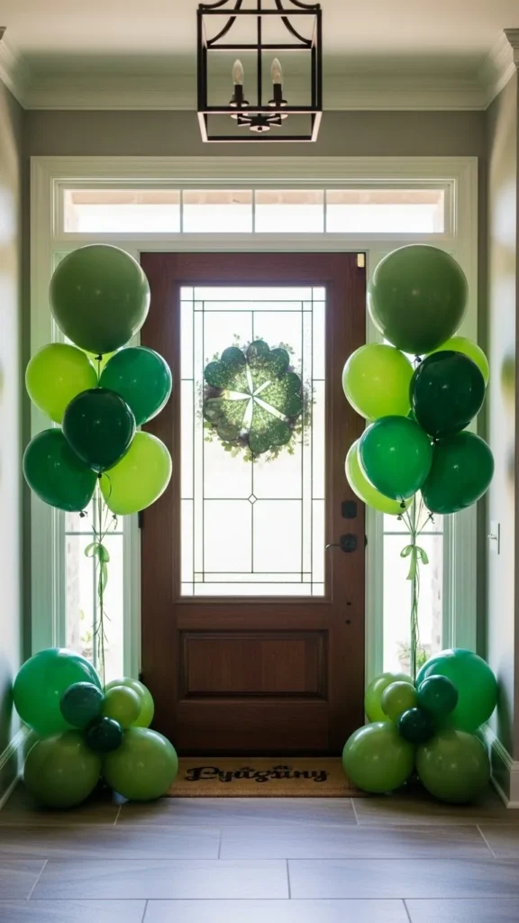 Green Balloon Clusters Near Entryways