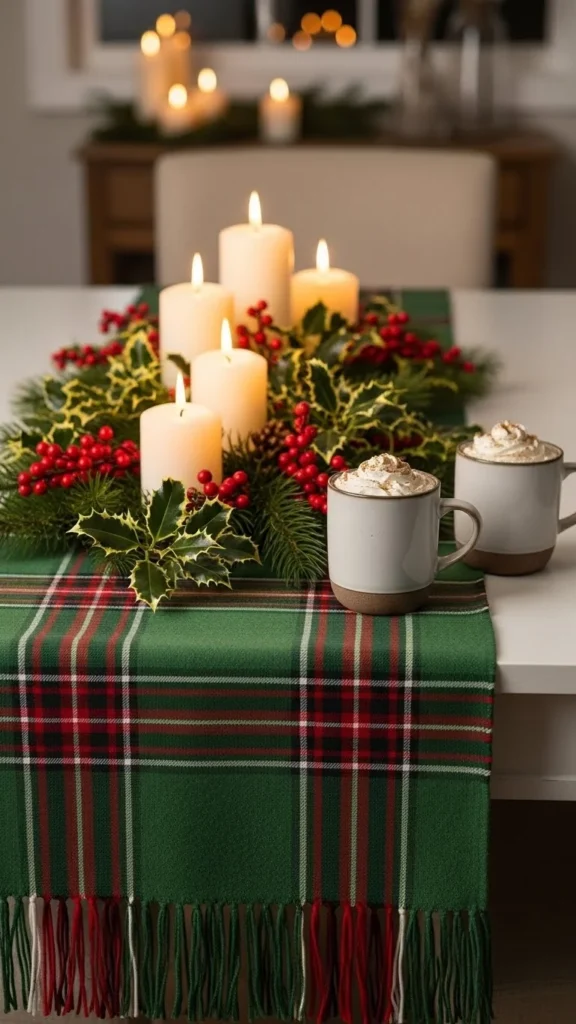 Green Plaid Runner for a Classic Look