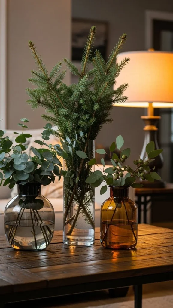 Greenery in Simple Vases
