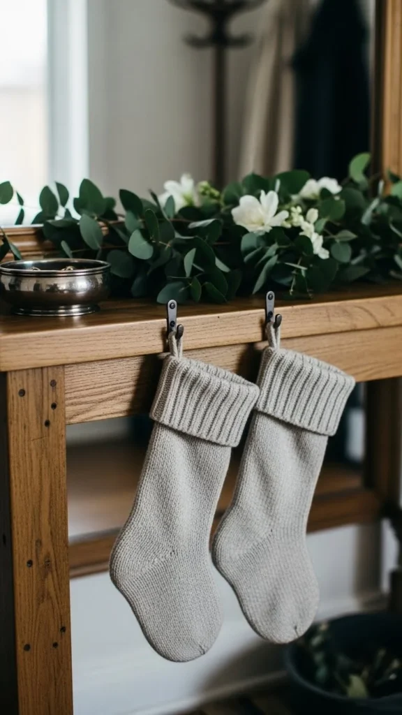 Hanging Stockings by the Entryway Console