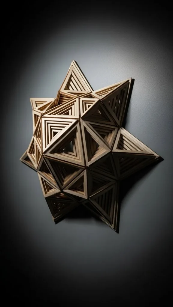 Hanging Wooden Star Sculpture