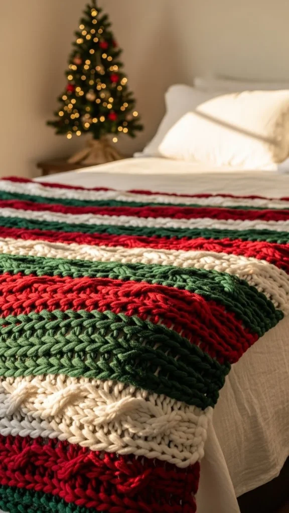 Knitted Christmas Throw Blanket