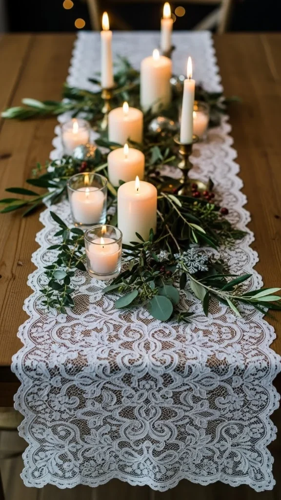 Lace Runner With Soft Candlelight