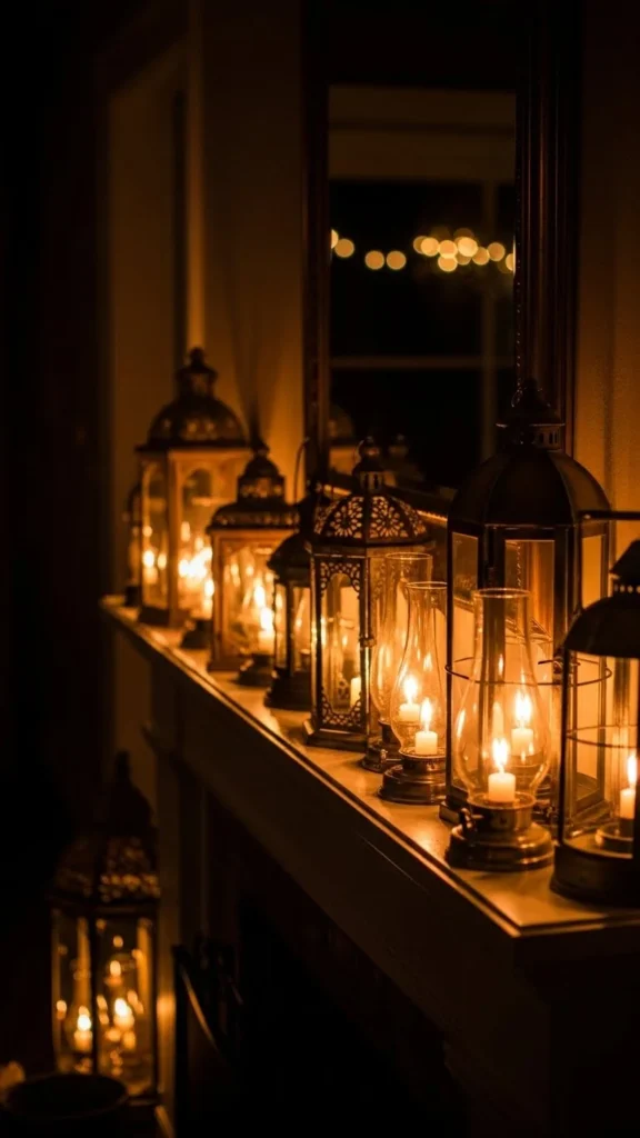 Lantern-Filled Mantel
