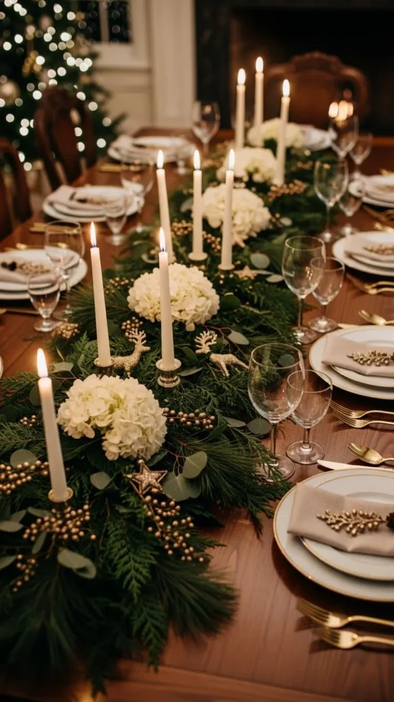 Lush Greenery Runner With Candles