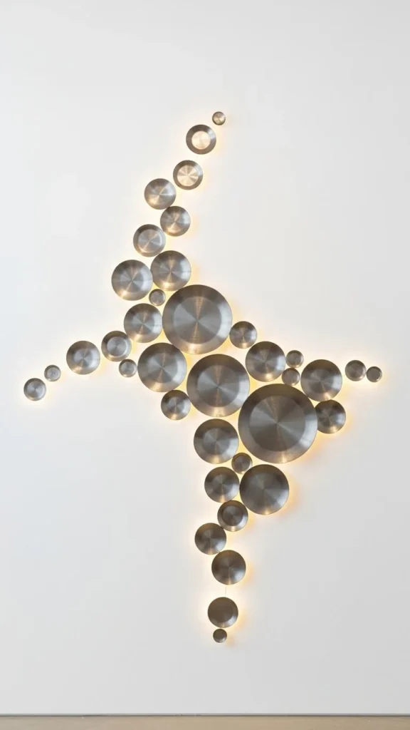 Metallic Circle Cluster Sculpture