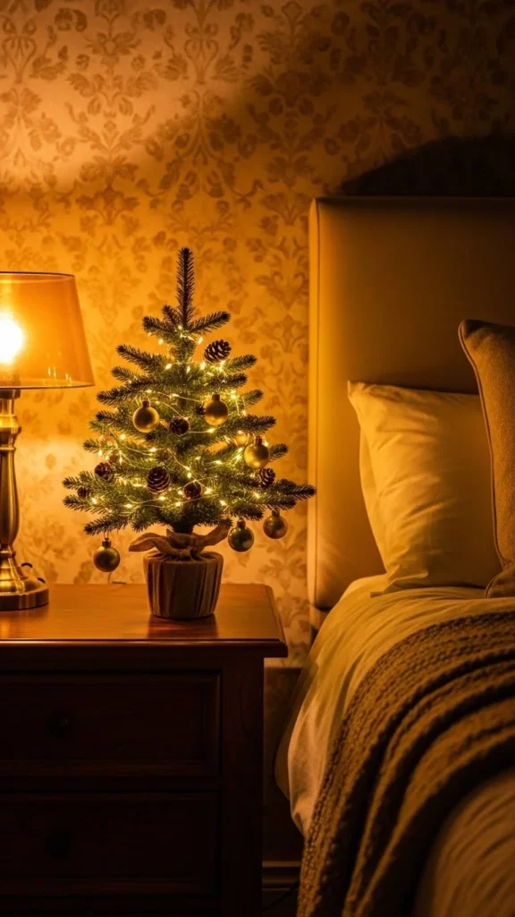 Mini Christmas Tree by the Nightstand