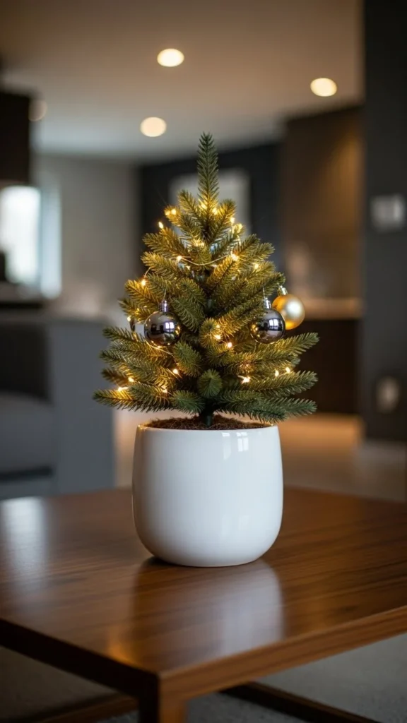 Mini Christmas Tree in a Ceramic Pot