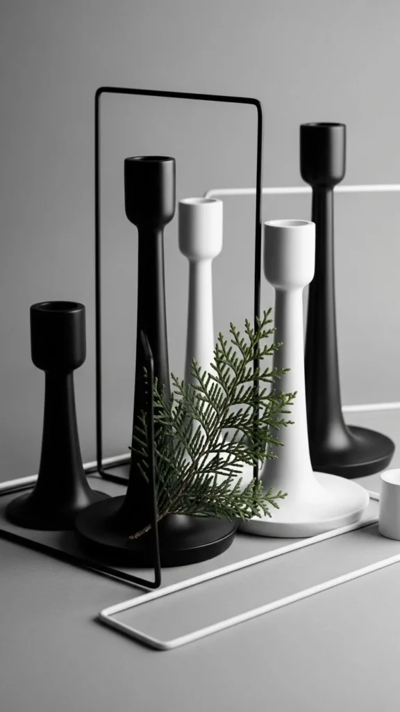 Minimal Black & White Candle Scene