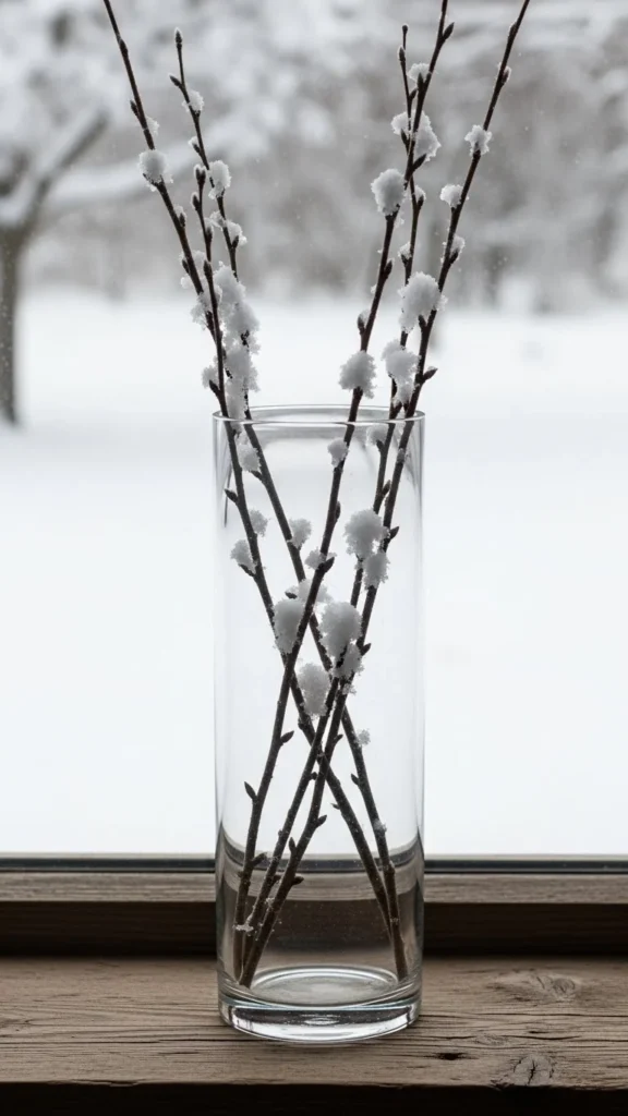 Minimalist Snowy Branch Vase