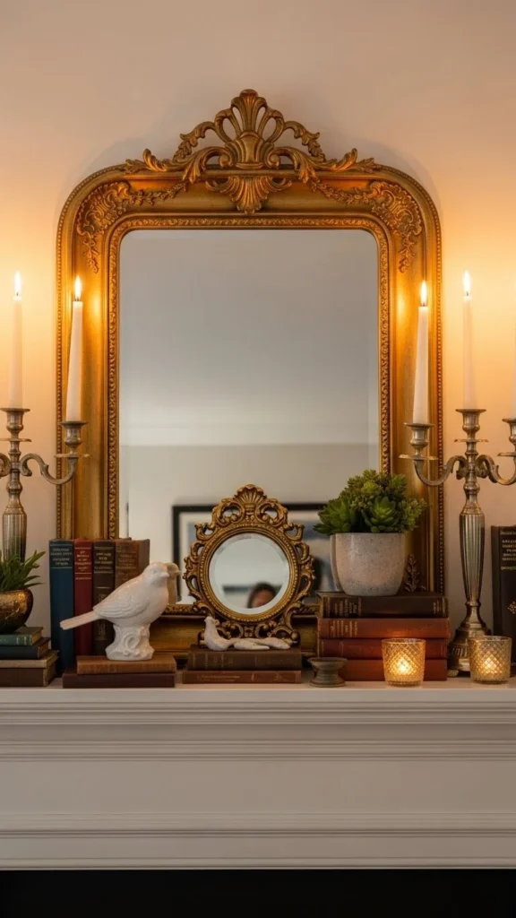 Mixed Heights Mantel Arrangement