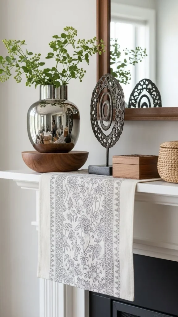 Mixed Texture Mantel Styling