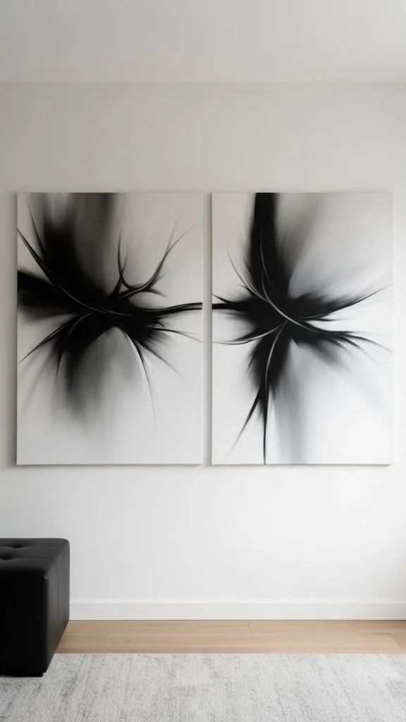 Monochrome Abstract Diptych