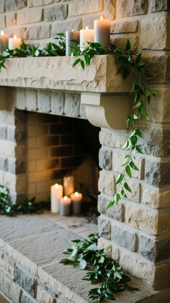 Natural Stone + Greenery Contrast