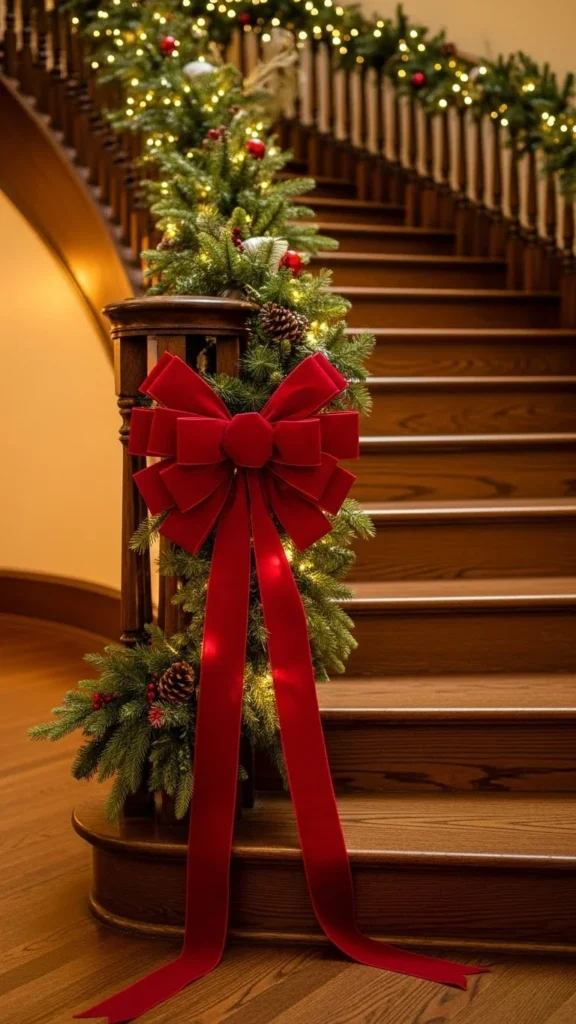 Oversized Bow at the Base of the Staircase