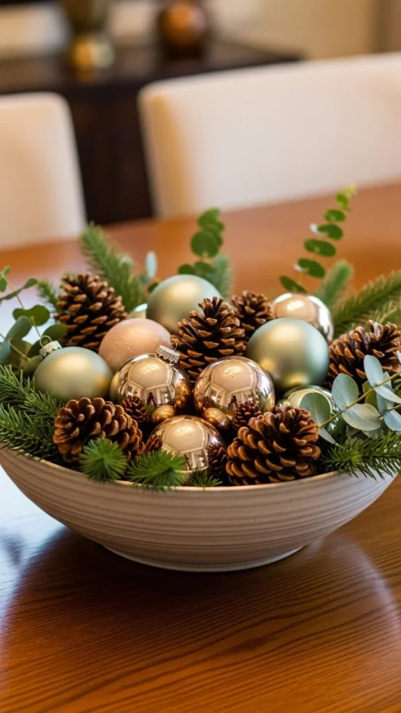 Oversized Centerpiece Bowl Filled With Ornaments