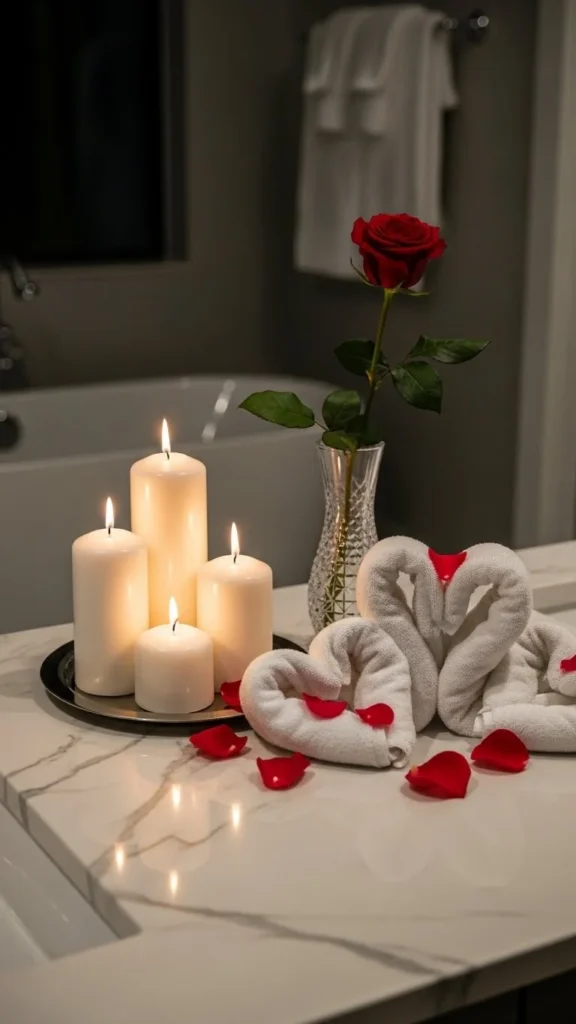 Romantic Bathroom Candle Setup