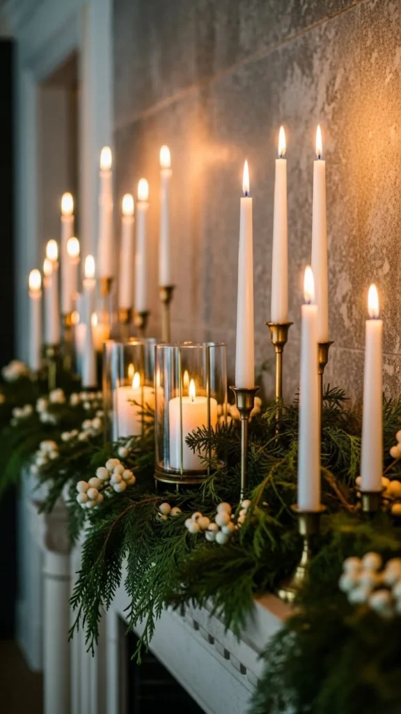 Romantic Mantel Glow with Taper Holders