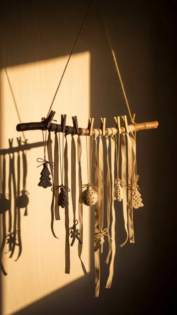 Rustic Branch & Ribbon Wall Display
