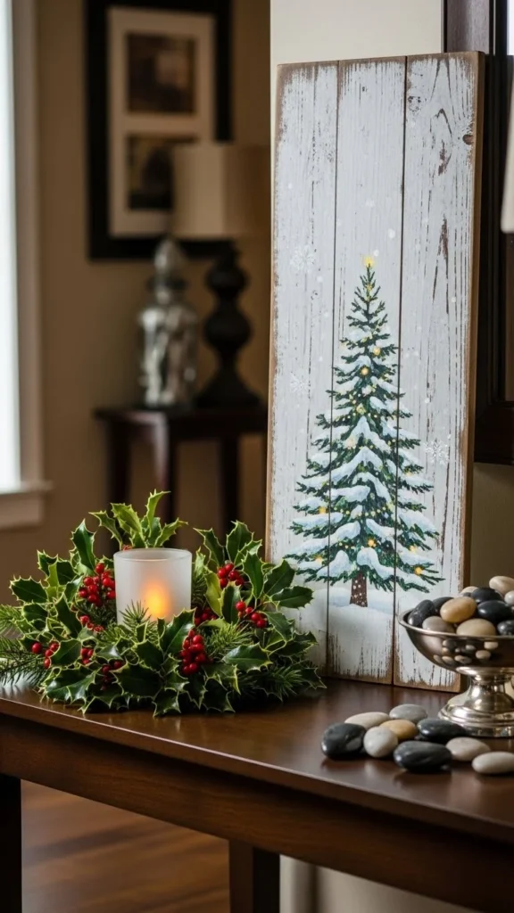 Rustic Wooden Sign With Winter Message