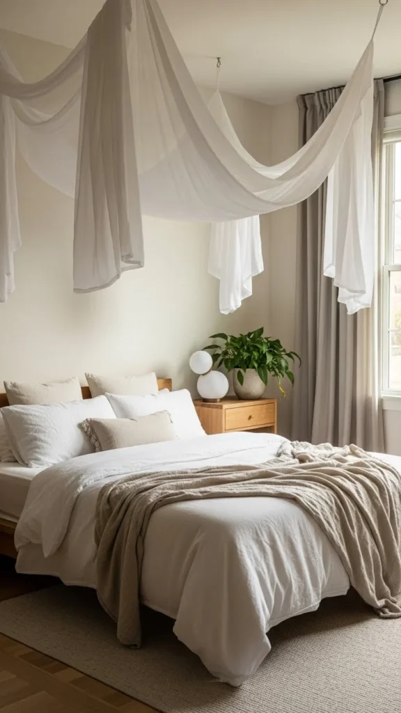 Sheer Canopy Draped Above the Bed