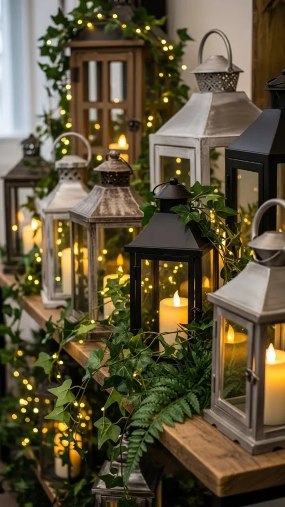 Shelf with Holiday Lanterns