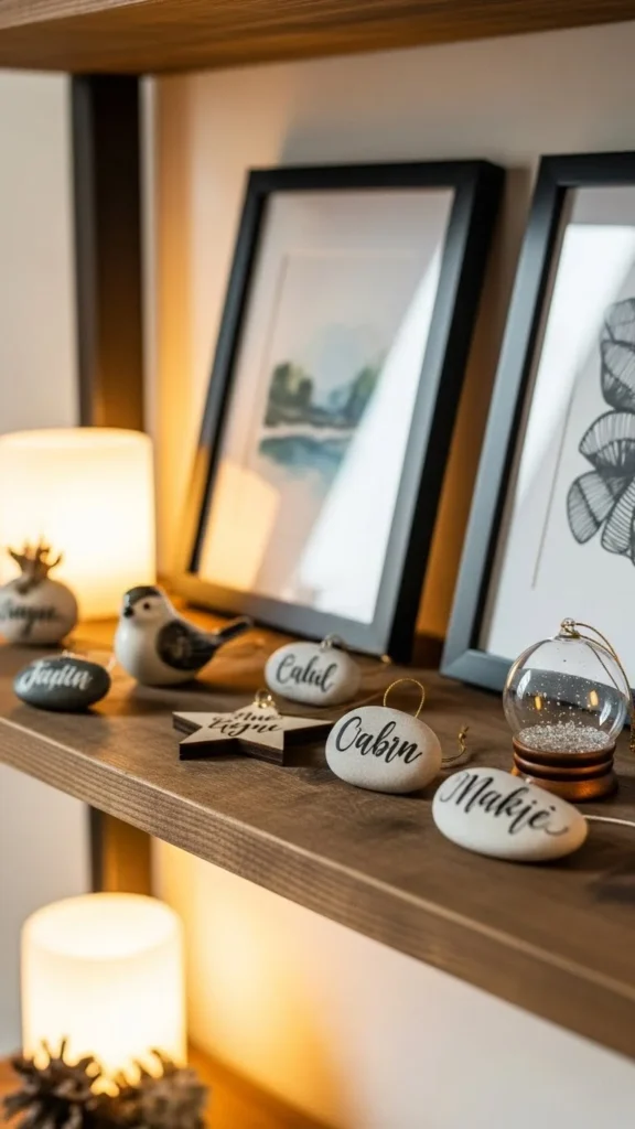 Shelf with Personalized Ornaments