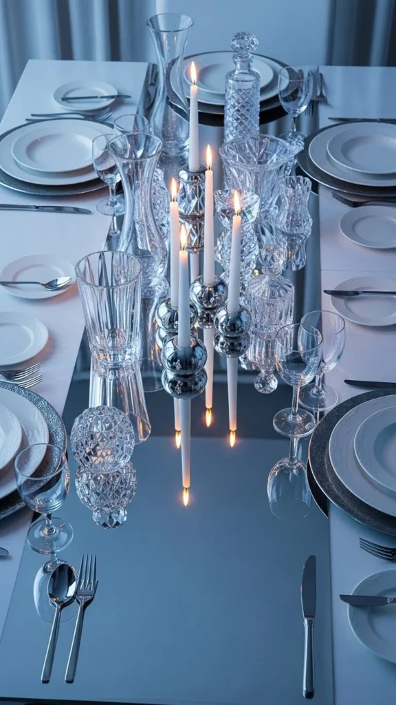 Silver Foil Runner With Crystal Accents