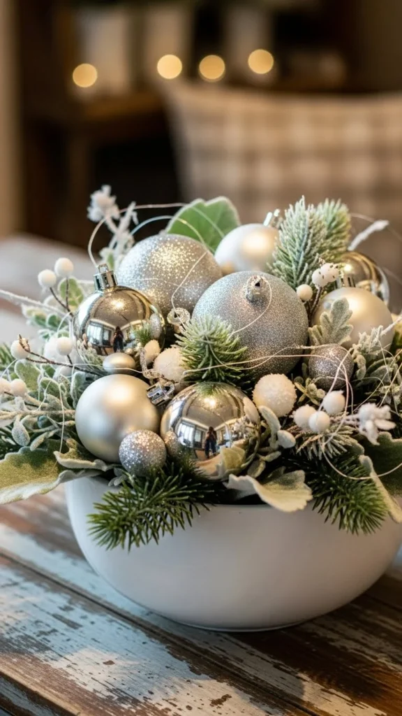 Silver and White Bowl Arrangement