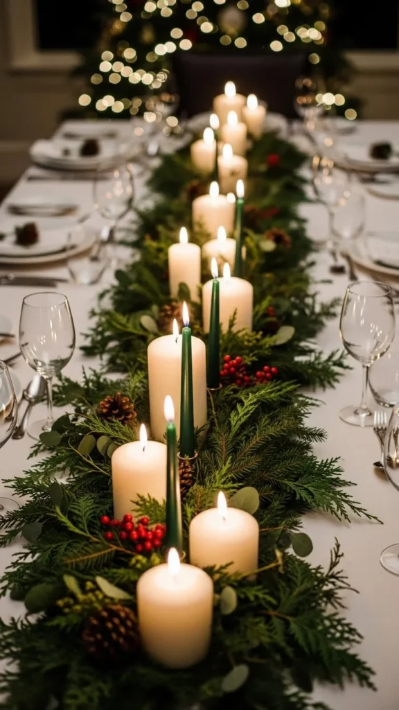 Simple Candle and Garland Line