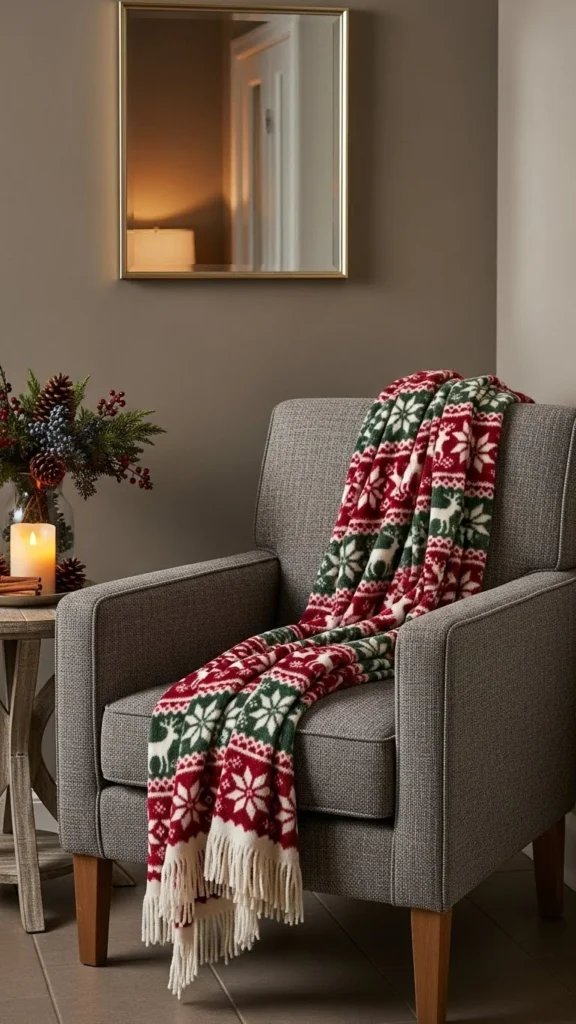 Small Accent Chair With a Holiday Throw