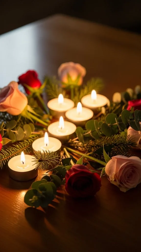 Small Candle Clusters With Rose Stems