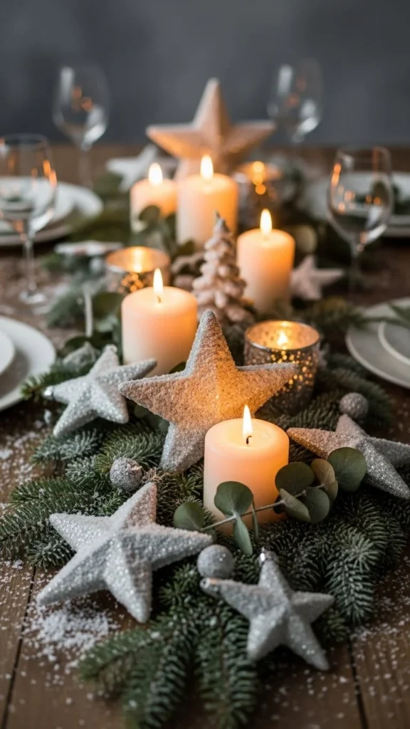 Snow-Dusted Candle & Star Accents