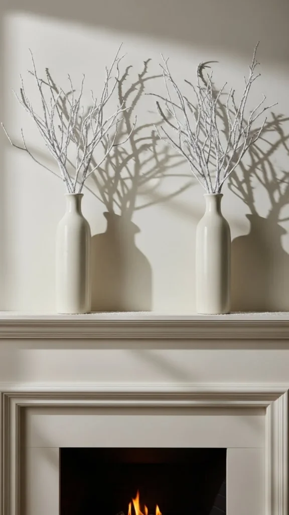 Snow-Kissed Branches in Simple Vases