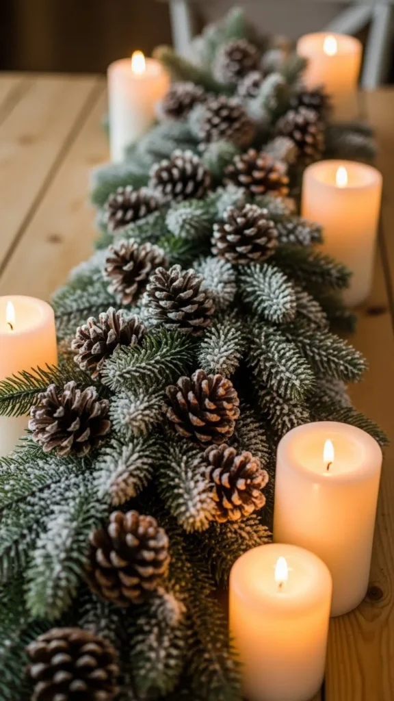 Snow-Kissed Evergreen Garland Runner