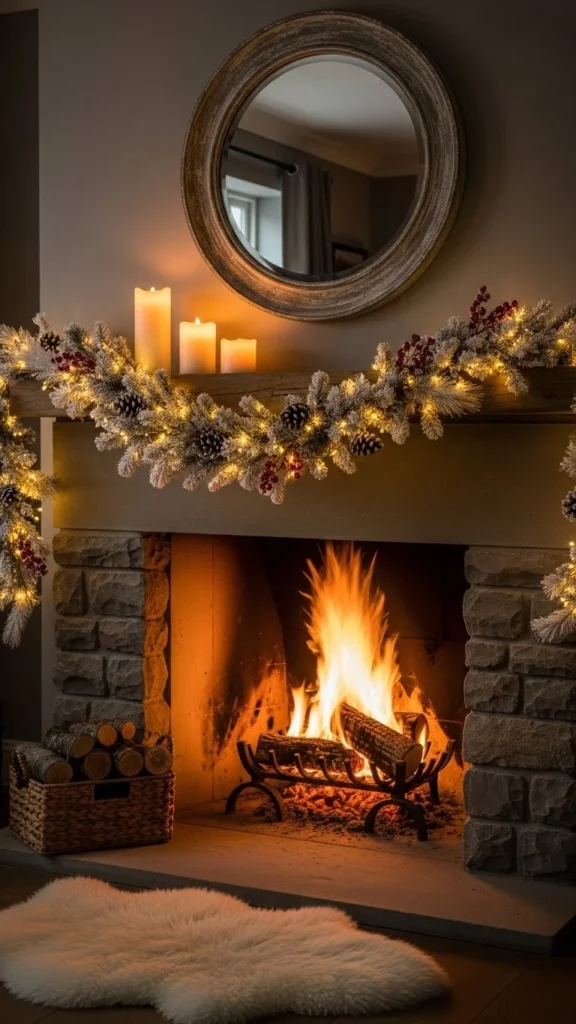 Snowy Faux Garland for a Winter Feel