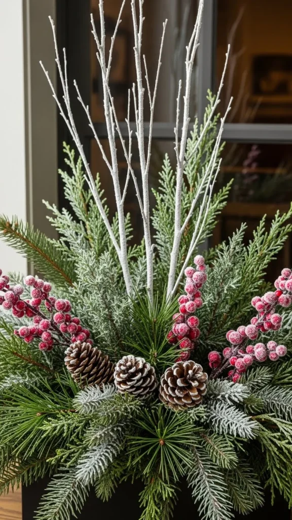 Snowy Window Box Arrangements