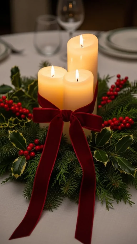 Soft Candlelight With Velvet Ribbon