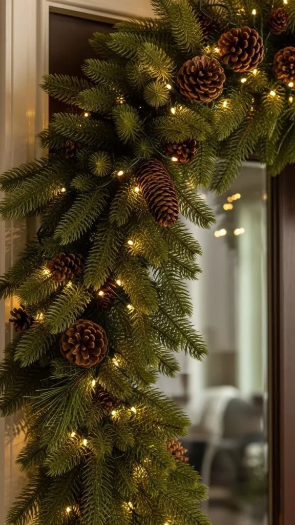 Soft Lit Garland Around the Door Frame
