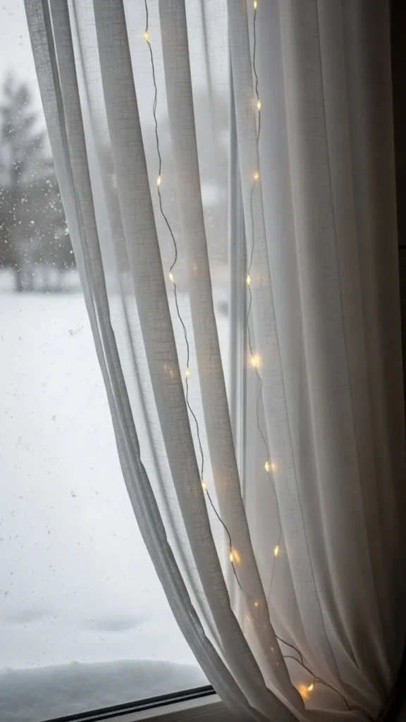 Soft Sheer Curtains with Winter Lights