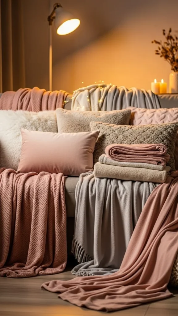 Soft Throw Blankets in Romantic Tones