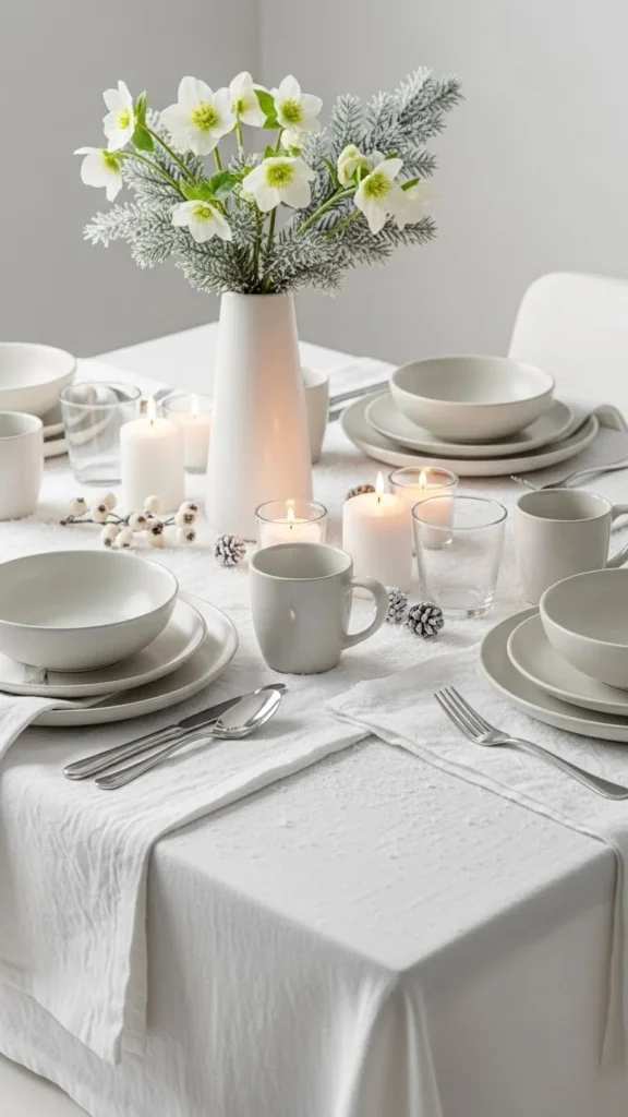 Soft White Winter Tablescape