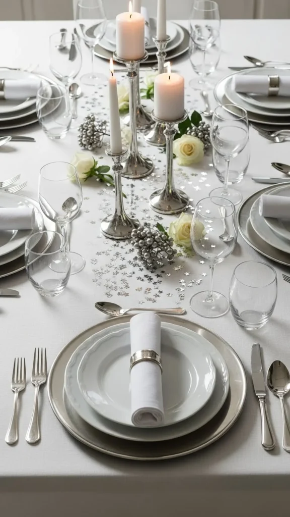 Soft White and Silver Minimal Table