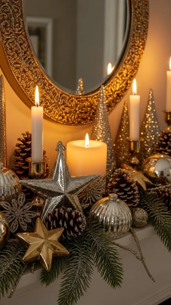 Sparkling Metallic Mantel Glow