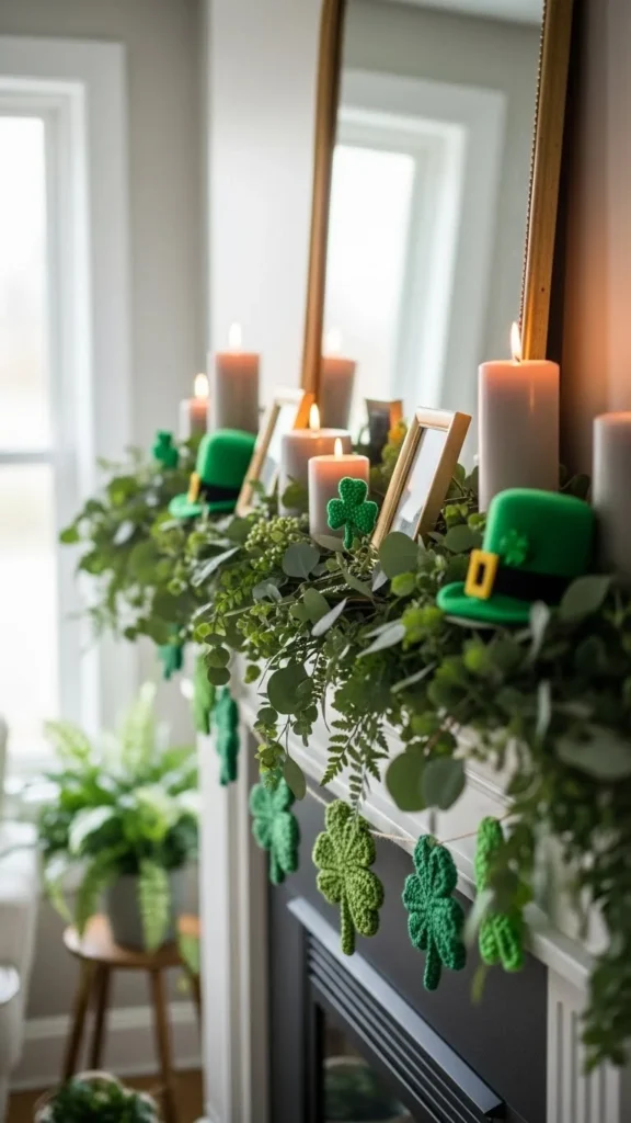 St Patrick’s Day Mantel Decor
