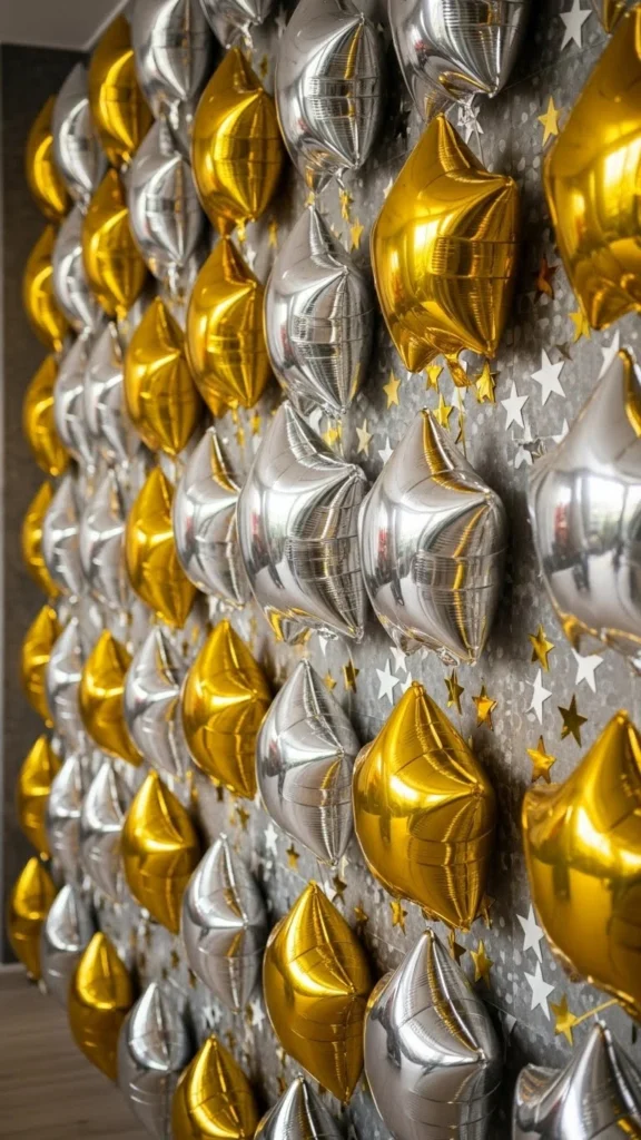 Star-Shaped Foil Balloon Wall
